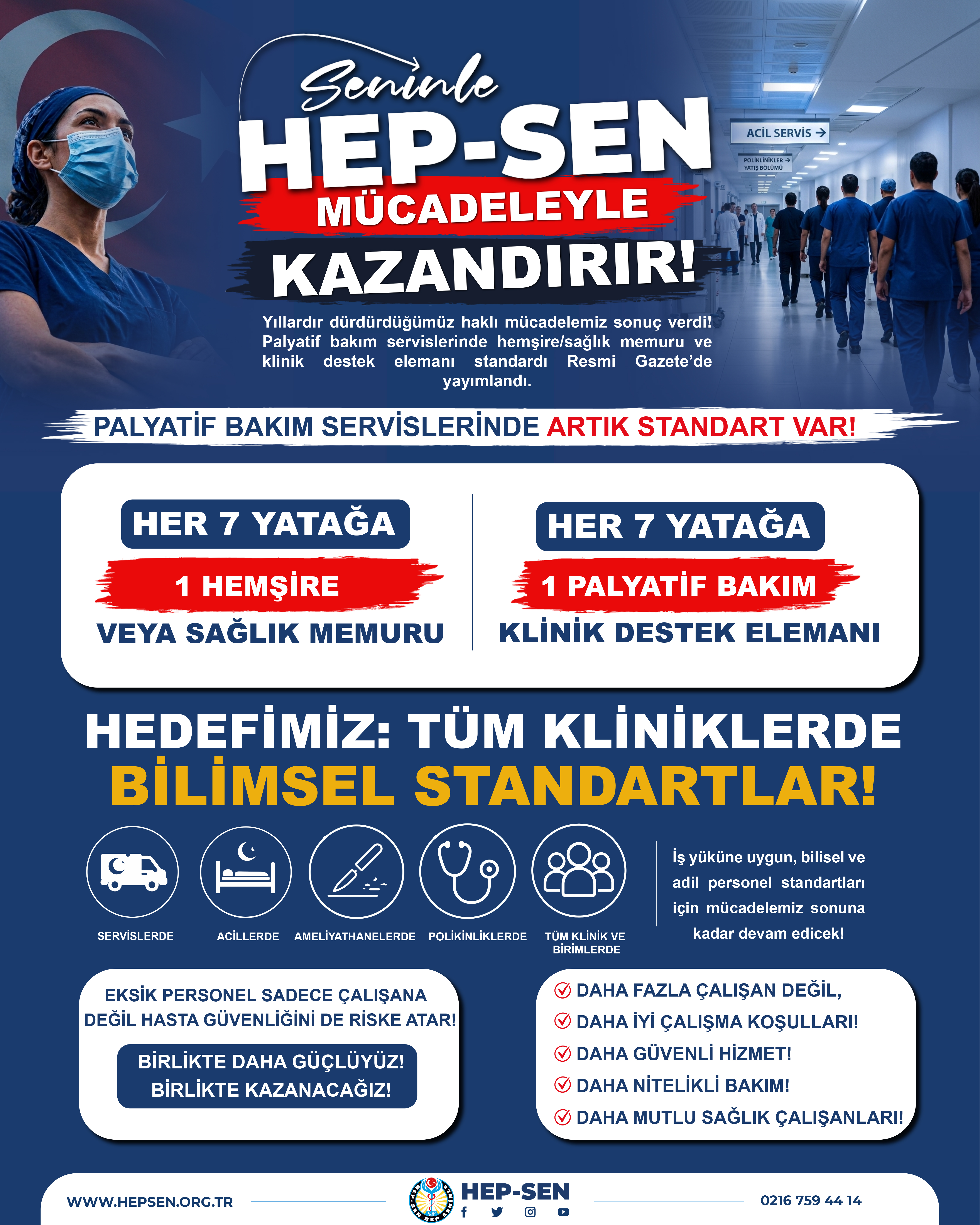 HEP-SEN'in Mücadelesi Sonuç Verdi: Palyatif Bakım Servislerinde Hemşire ve Sağlık Personeli Standardı Resmi Gazete'de Yayımlandı